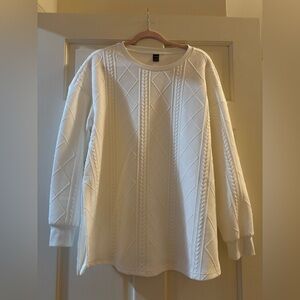 SHEIN White Quilted Knit Tunic Top | Cozy Oversized | Size L